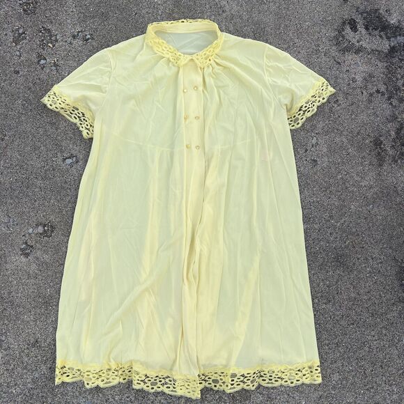 Vintage Peignoir Robe Sears Roebuck & Co Yellow Chiffon - Picture 1 of 9